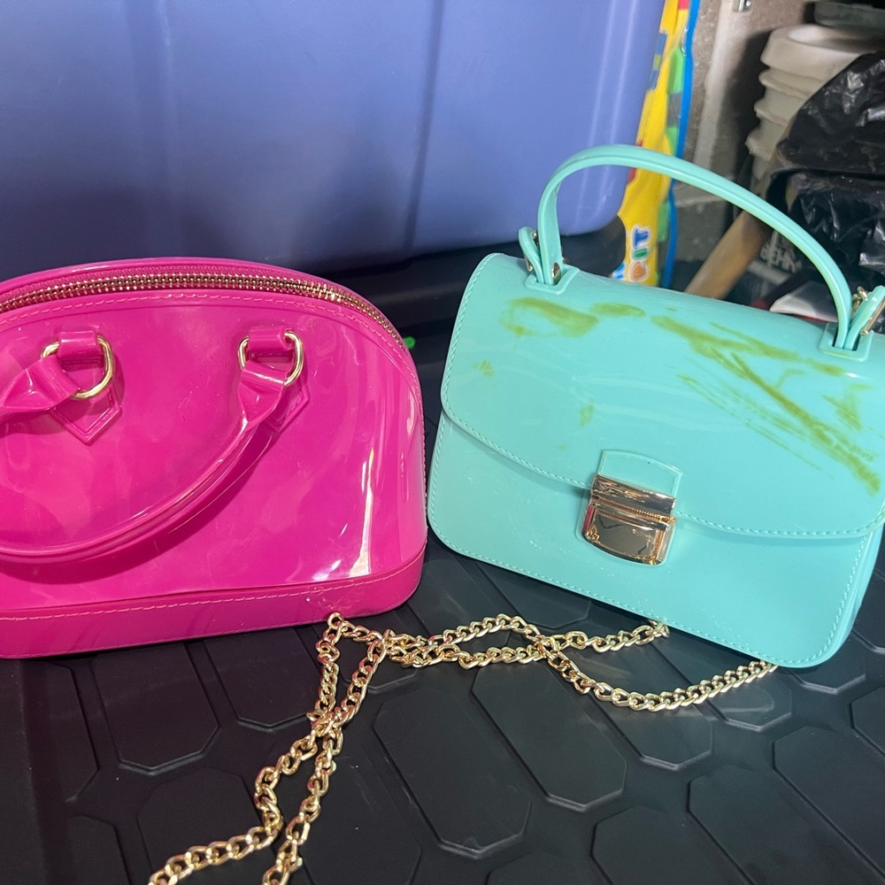 Stylish Pink and Mint color jelly Handbag Set